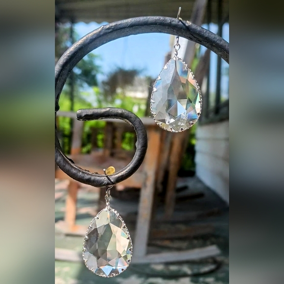Aldo Faceted Crystal Teardrop Earrings - Picture 2 of 5